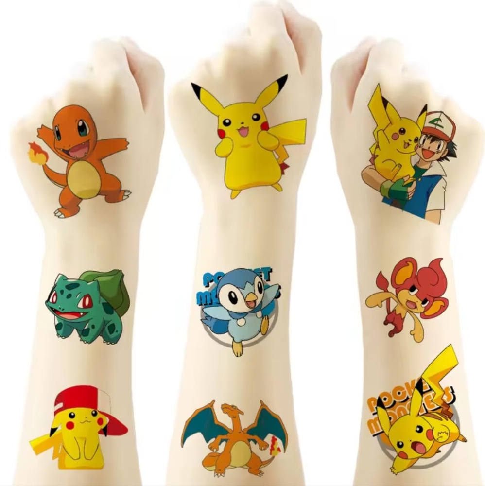 20pc Pokemon Tattoo Stickers Set Waterproof 🔥 2" x 2"